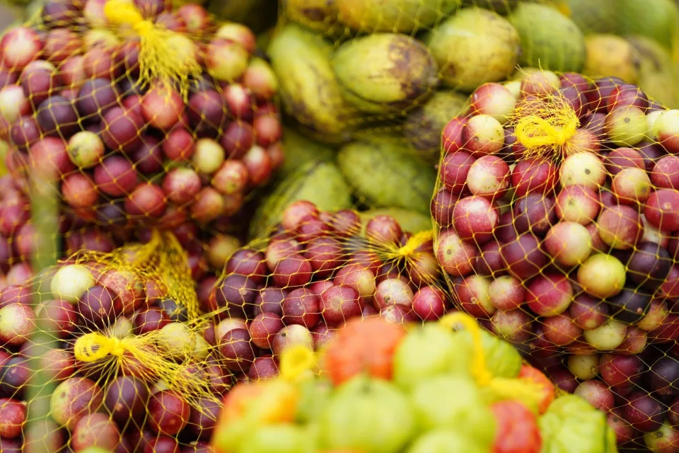 Frutas amazónicas frescas en un mercado local